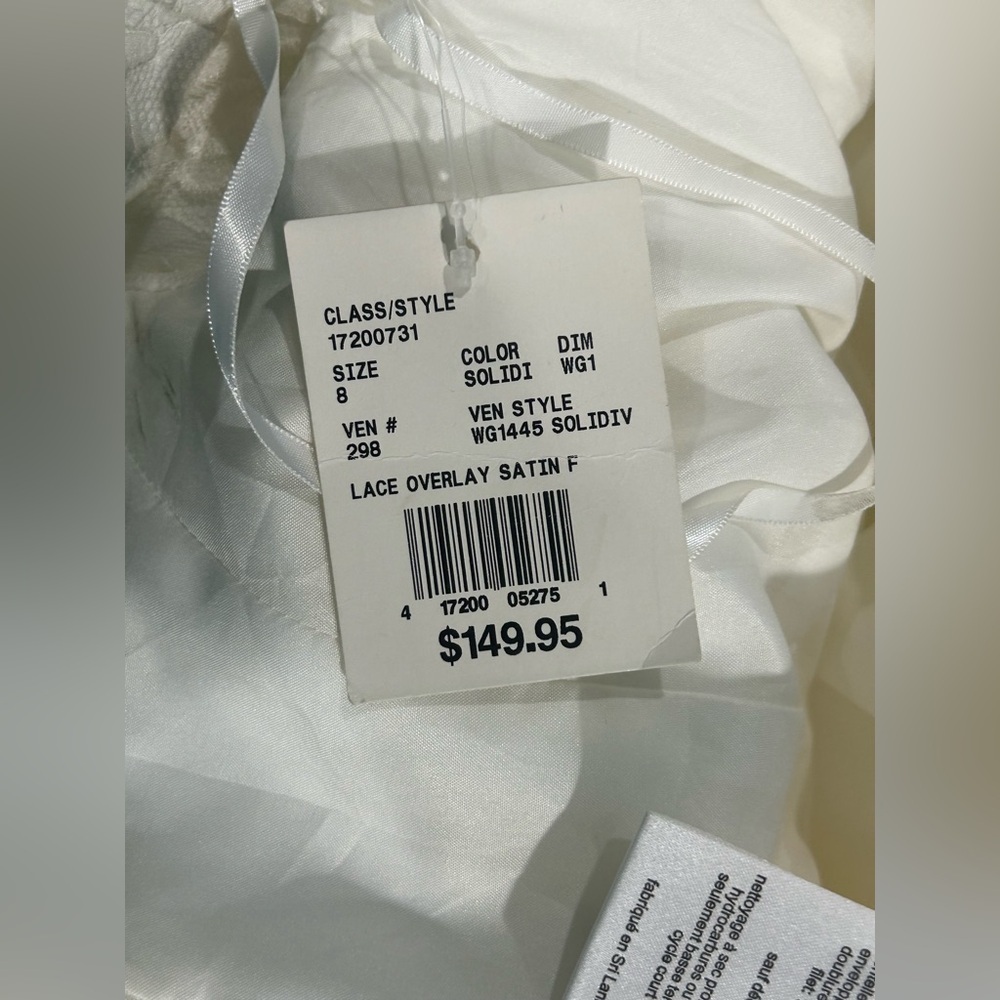 David's Bridal Girls Lace Flower Girl Dress Ivory Size 8 Formal NWT Wedding Bow - Picture 11 of 11